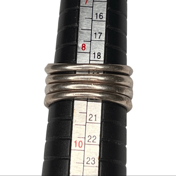 Vintage Purple Orange Blue & White Gemstone Sterling Silver Stackable Rings - Picture 8 of 8